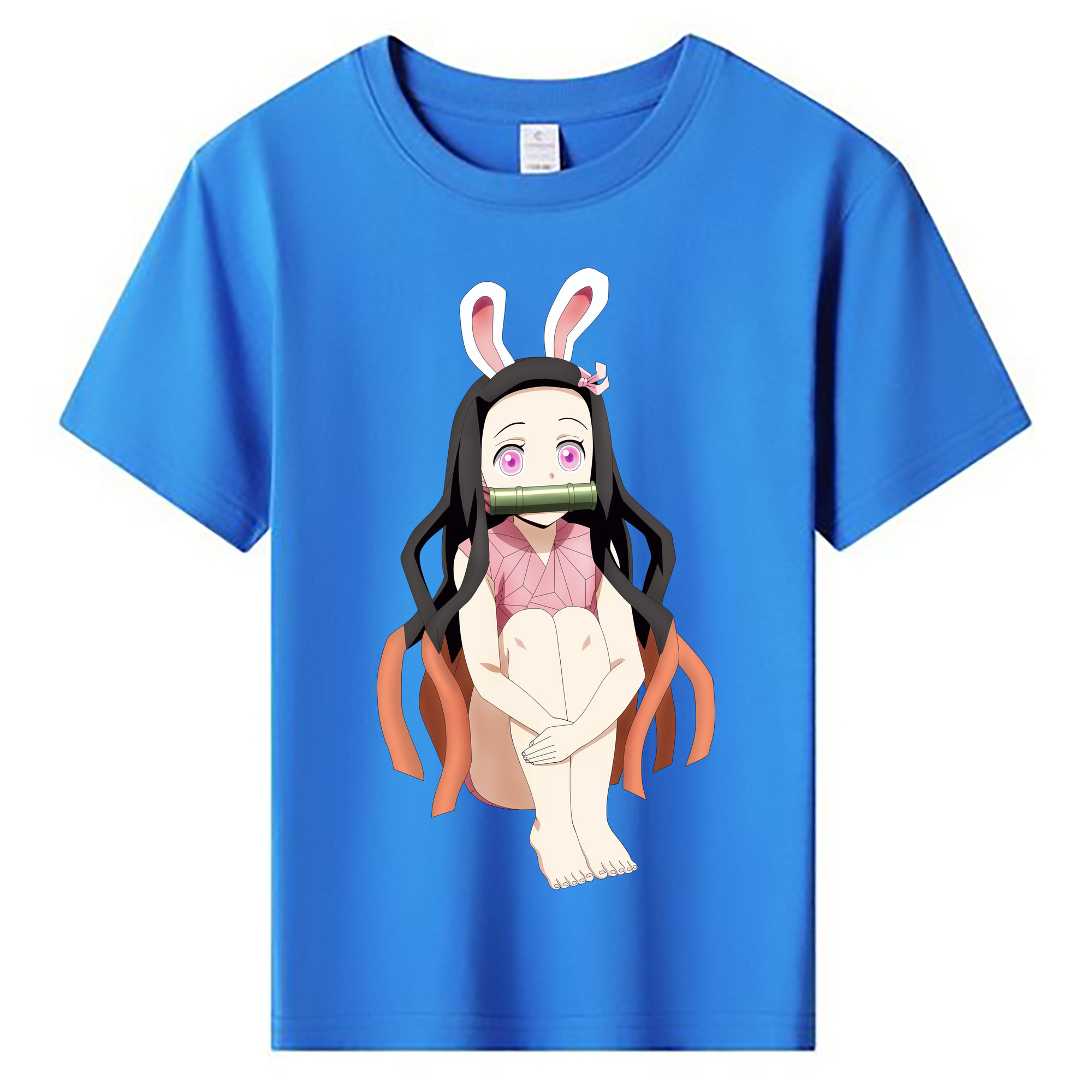 （画像用） 鬼滅の刃（きめつのやいば）竈門 禰󠄀豆子／かまど ねずこ Kamado Nezuko 綿100％キッズTシャツ（フロントプリント）